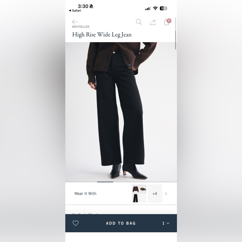 Wide-Leg High-Rise Black Jeans, TALL